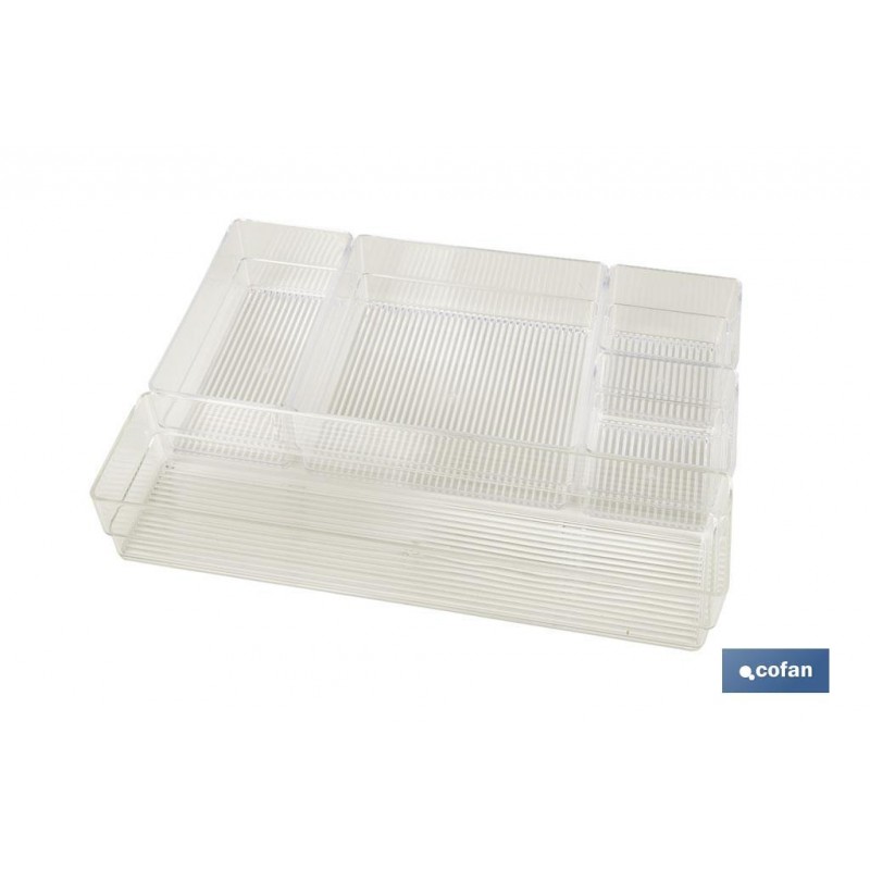 SET ORGANIZADOR COSMETIC 30X23X8cm TRANSPARENTE venta unitaria