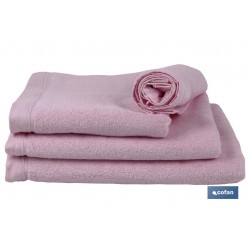 TOALLA BAÑO ROSA CLARO GR.580/M2 GAMA  FLOR 100X150cm