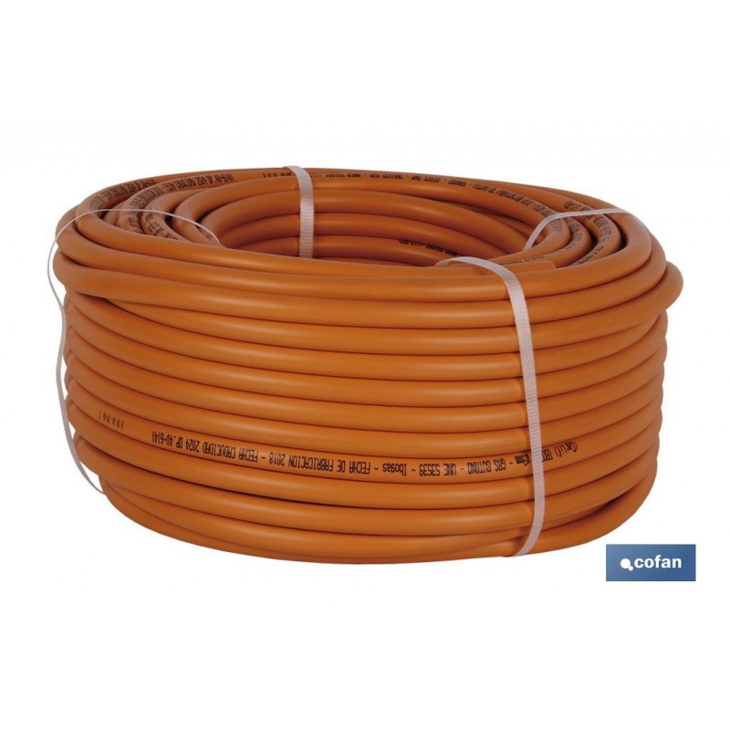 TUBO GAS FLEXIBLE NARANJA UNE 53539 Ø8x60 m