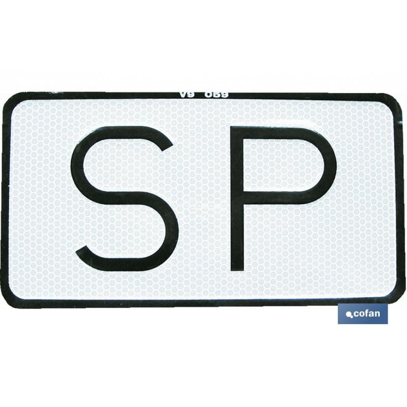 PLACA SP V-9 SERVICIO PÚBLICO 225X120 MM