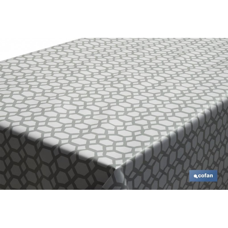 ROLLO MANTEL ANTIMANCHAS 1,40 x 25m 50% ALG/50% PVC. HEXAGONOS