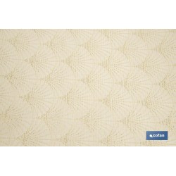 MANTEL ANTIMANCHAS RESINADO CONFECCIONADO 1,40 X 2,50 M 50% PES 45% CO 5% LUREX LINEAS DE ORO