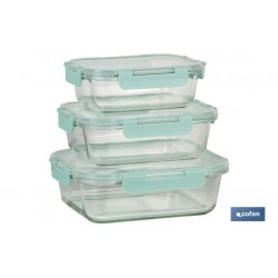 SET DE 3 RECIPIENTES DE BOROSILICATO MODELO AGATHA 640 ML -1040 ML-1520 ML