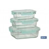 SET DE 3 RECIPIENTES DE BOROSILICATO MODELO AGATHA 640 ML -1040 ML-1520 ML