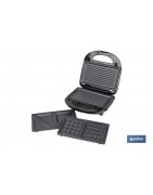 Sandwichera multiusos | Placas intercambiables para grill, gofres y sándwiches | Revestimiento antiadherente | Potencia: 750 W