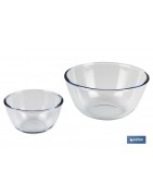 Set de 2 Ensaladeras redondas de borosilicato Modelo Baritina I Capacidad: 800 ml - 2700 ml | Dos boles con diferentes medidas